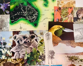 Australia landscapes, flora & fauna collage kit, ephemera pack , scrap pack, junk journalling, scrapbooking, mood board