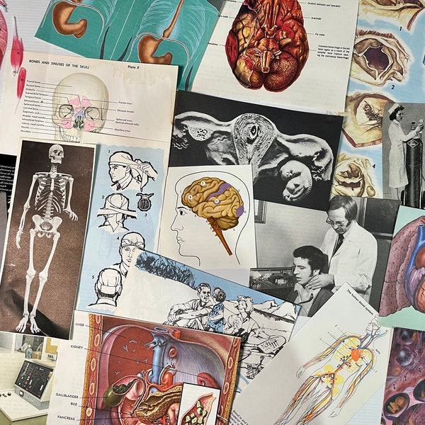 Vintage medical nursing health anatomy human body ephemera pack| vintage paper | collage kit, scrap pack