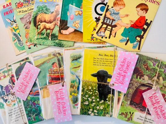 Vintage Little Golden Book illustrations -25 pc-  junk journal papercraft ephemera pack| mixed collage, scrapbook kit smashbook old book