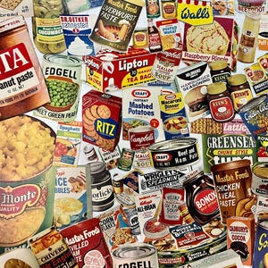 Colagem de comida RETRO cortes exigentes | pacote de colagem de itens efêmeros originais, diário de lixo retrô dos anos 50 e 60, correio tradicional, arte de colagem, arte alterada