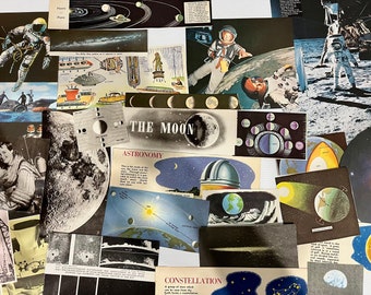 Outer Space junk journal ephemera pack | collage kit, scrap pack, vintage junk journal pack. 30pc