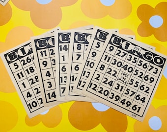 VINTAGE Bingo board cards |YELLOW junk journal supplies | antique game ephemera | mixed media scrapbooking cardmaking collage glue books