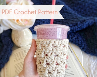 XOXO Cold Cup Cozy, Cold Brew Cup Cozy, Printable PDF Pattern, Easy Crochet, Advanced Beginner Crochet