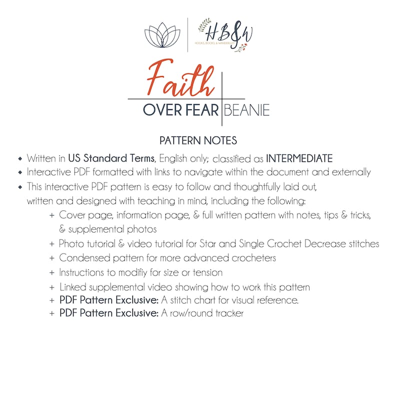 Faith Over Fear Beanie Crochet Pattern - Infant and Child Sizes | PDF ...