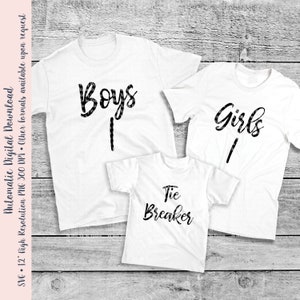 Jungen 1 Mädchen 2 Tie Breaker Schwangerschaftsankündigung SVG & PNG Cut File