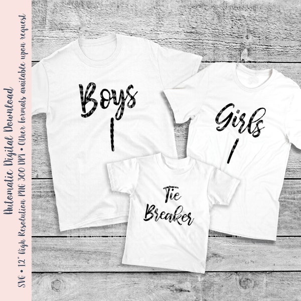 Boys 1 Girls 2 Tie Breaker Pregnancy Announcement SVG & PNG Cut File