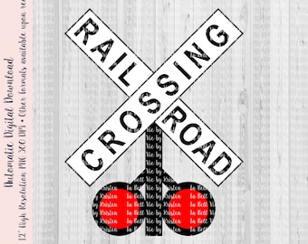 Train Rail Road Crossing Signal SVG & PNG Cut Files