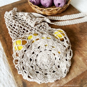 Marigold Market Bag PDF Pattern, Intermediate Crochet, Boho Market Bag, Reusable Market Bag, Mandala, Coaster image 3