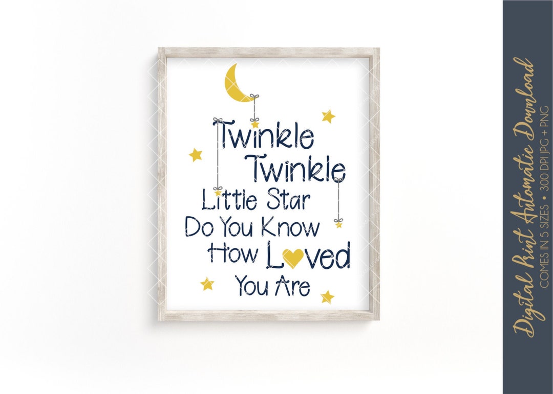 DIGITAL Twinkle Twinkle Little Star Nursery Print 4x6 5x7 8x10 11x14 ...
