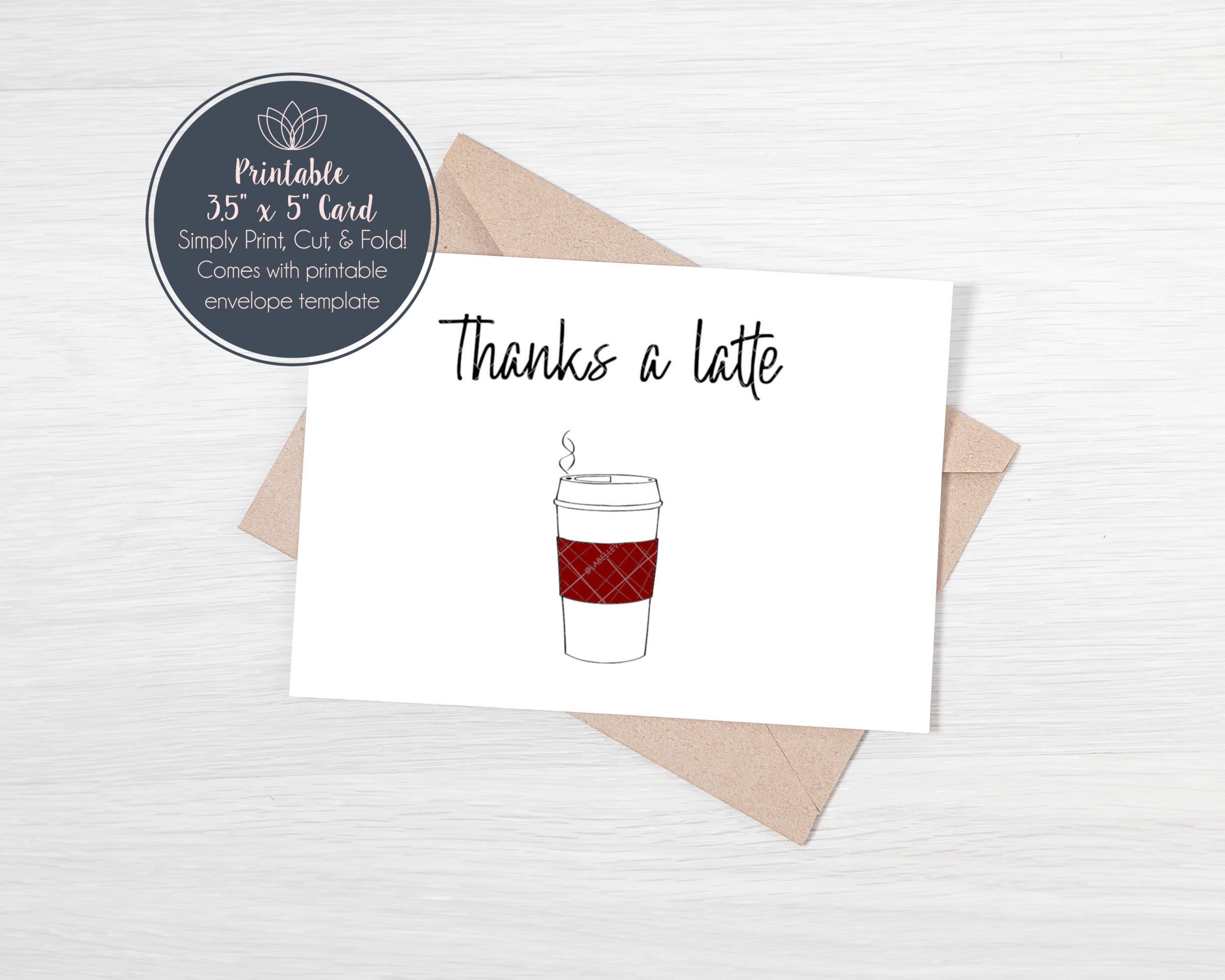 Digital Thanks a Latte 23.23x23" Folded Thank You Card PDF JPG and PNG In Thanks A Latte Card Template