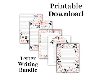 Blush & Black Floral Letter Writing Sheets - DIGITAL DOWNLOAD - Printable - JW Letter Writing