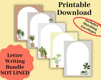 Not Lined - Plants Set Letter Writing Sheets - DIGITAL DOWNLOAD - Printable - JW Letter Writing