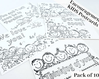 Encouragement Kids POSCARD to COLOR in - Pack of 10