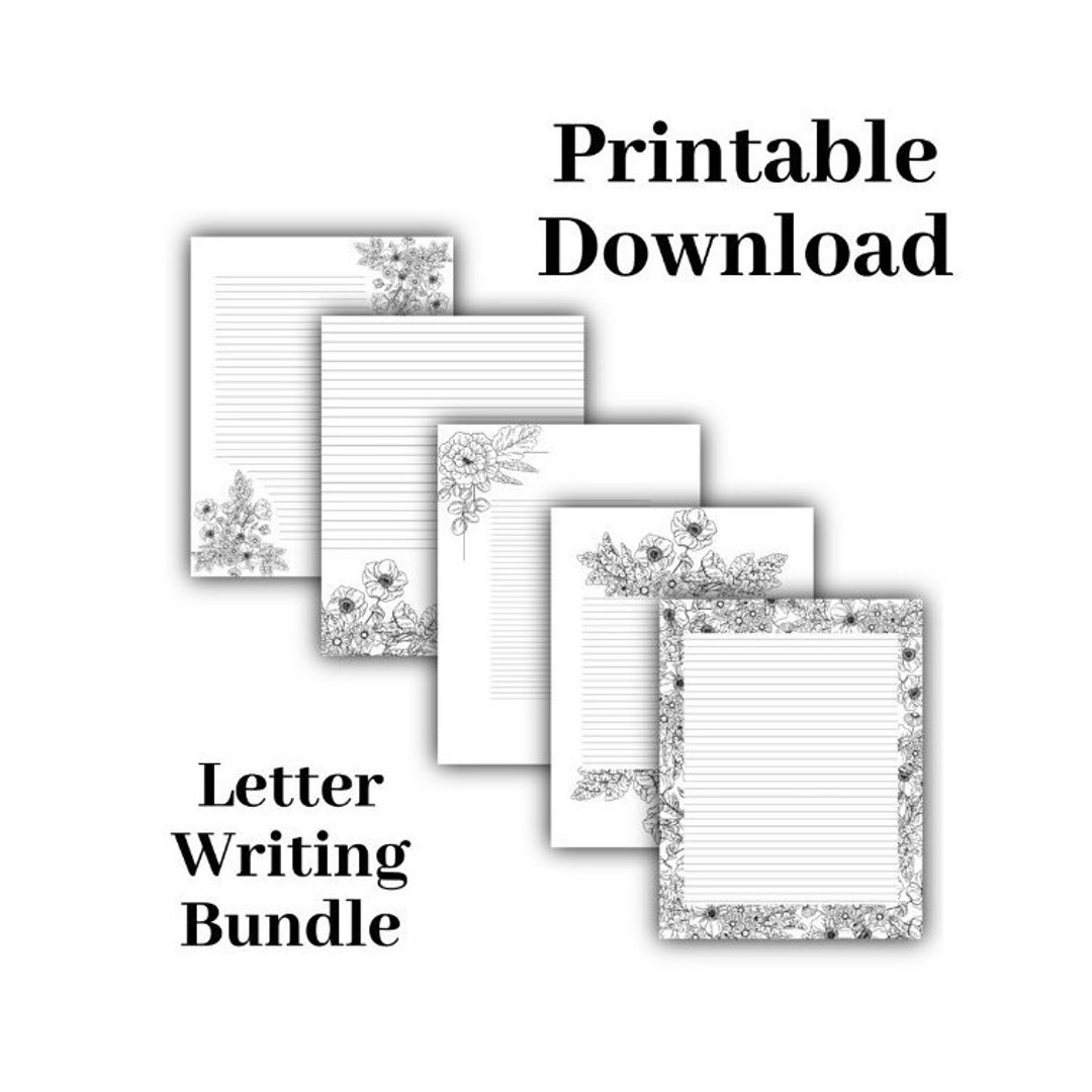 Black &amp; White Letter Writing Sheets DIGITAL DOWNLOAD Printable JW ...