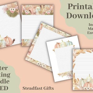 JW Printable Letter Writing Stationery - Boho Pumpkin Letter Writing Sheets Lined - DIGITAL DOWNLOAD - Printable - Jw Letter Writing