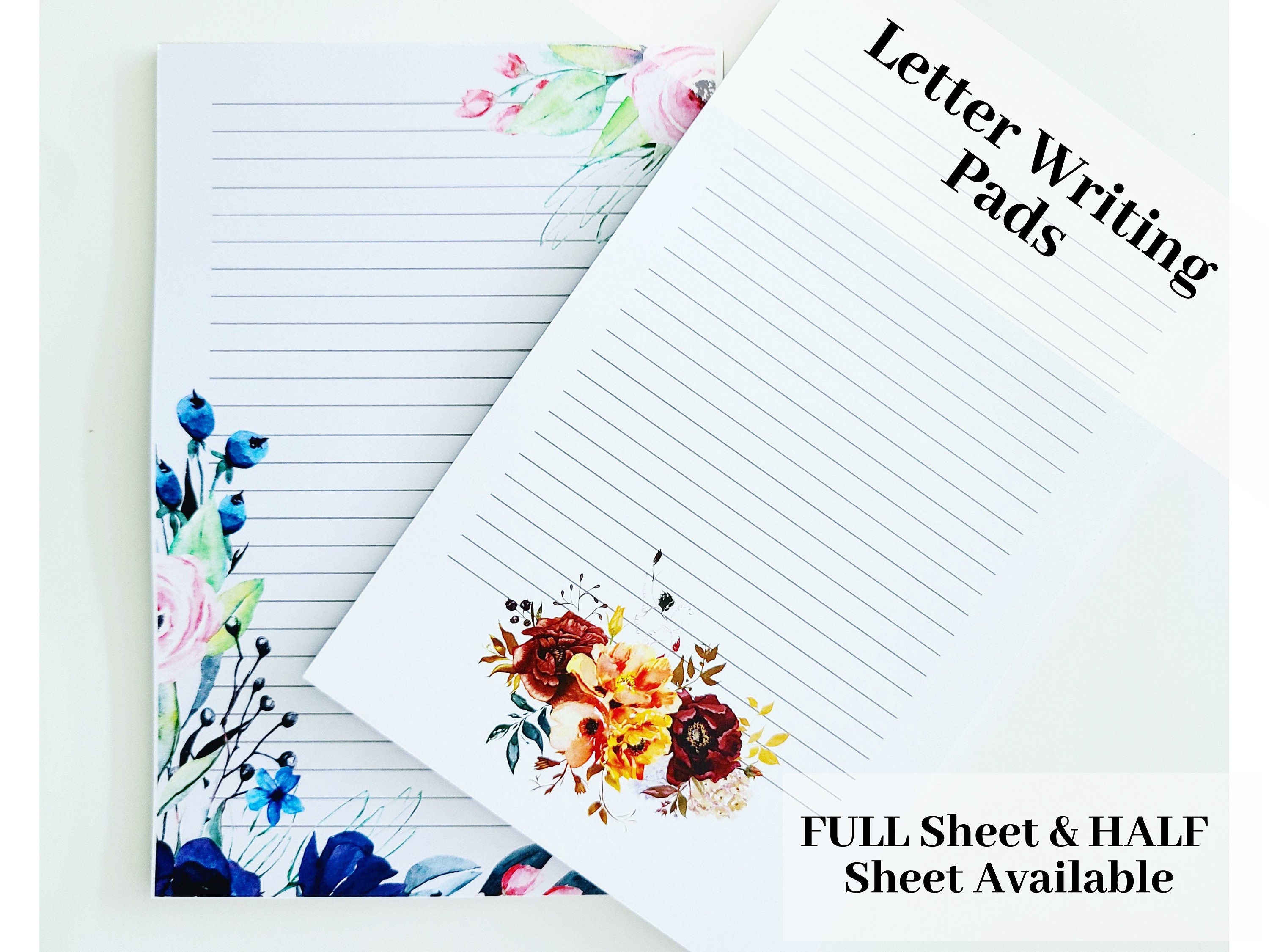 Your Name and Choice of Ink Color 8.5x11 or Half Sheets Tear Off Pads PRETTY PERSONALIZED NOTEPADS WITH COLORFUL FLOWERS Lined or Unlined 100 pages or 50 pages 