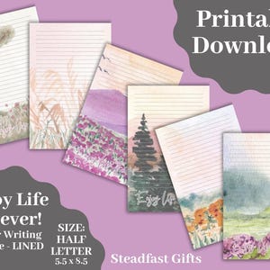 JW Printable Letter Writing Stationery - Enjoy Life Forever! Scenery - Half Letter Writing Sheets Lined - Digital - JW Letter Writing
