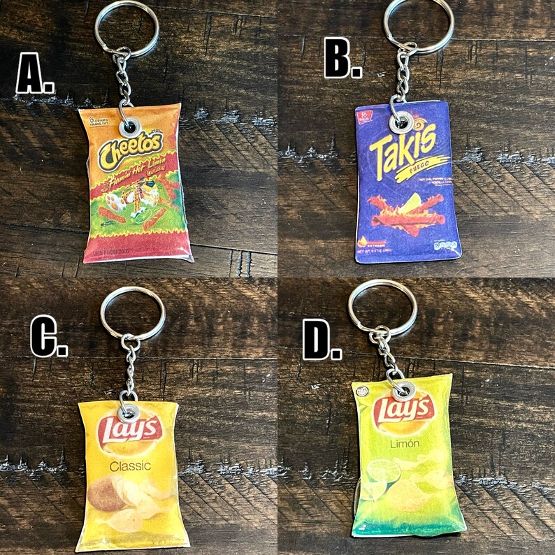 Chip Bag Keychains/ Hot Cheetos Keychain/ Takis Keychain/ Lays Keychain