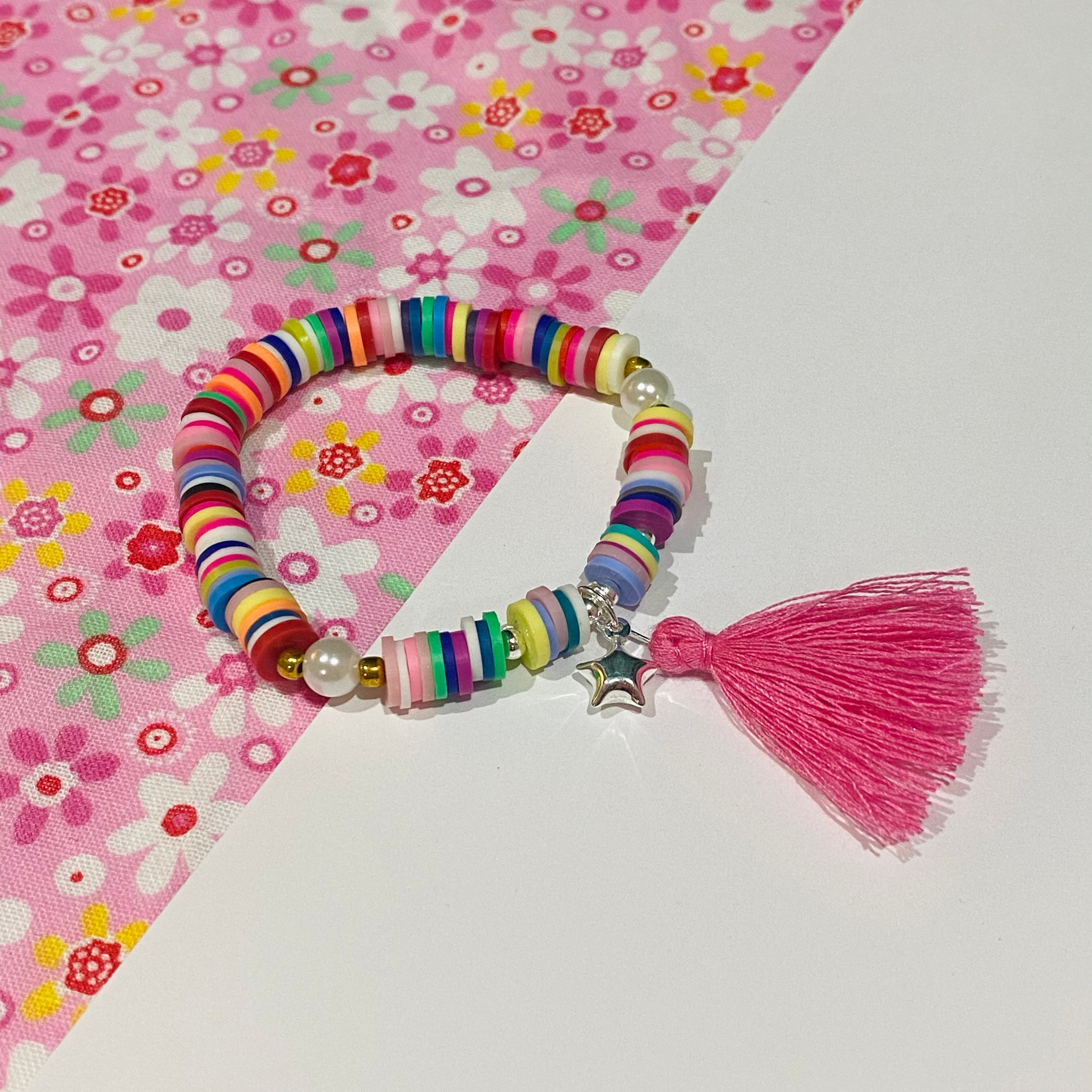 Rainbow Polymer Clay Disc Bracelet | Etsy