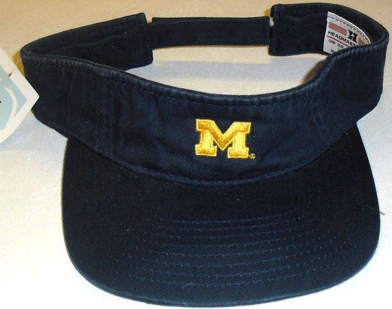 Michigan Wolverines Small M Logo Navy Blue Adult One Size Visor Hat New NCAA