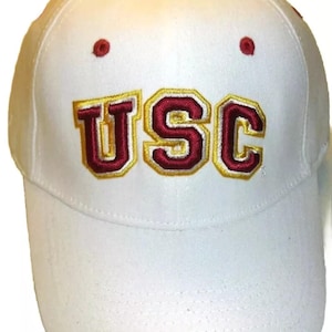 USC Trojans Mens White Stretch Fit One Fit hat sz. Small Medium New Ncaa