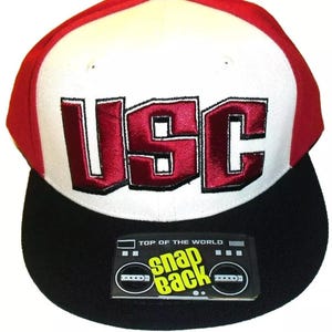 Usc Trojans University Big Text Logo Top of the World Snapback hat New Ncaa