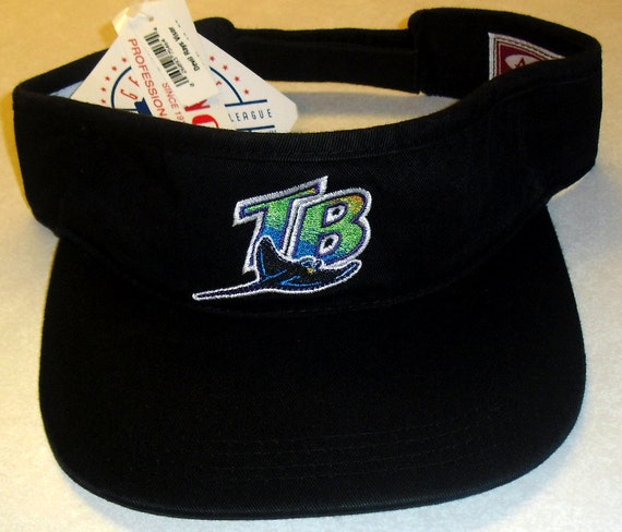 Tampa Bay Rays All Black 90s Vintage TB Devil Ray Logo Visor 