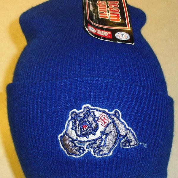 Fresno State Bulldogs University Mens Adult Blue Beanie Winter Hat New Ncaa