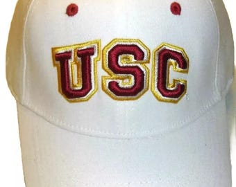 USC Trojans Mens White Stretch Fit Fitted hat sz. 6 5/8- 7 1/8 New Ncaa