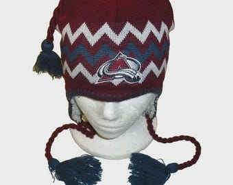 Colorado Avalanche Zephyr Mens Adult Blue Beanie Tassels Winter Hat Cap New Nhl