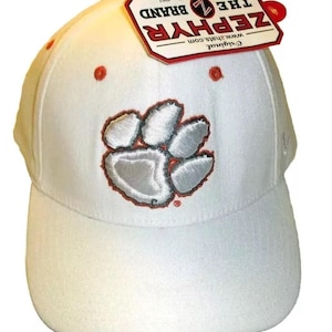Clemson Tigers Mens Zephyr White Stretch Fit hat sz Medium Large New Ncaa