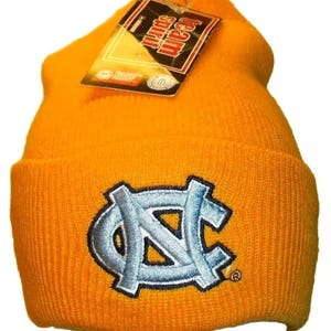 North Carolina Tar Heels 90s Vintage Yellow Mens Beanie Winter Hat New