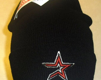 Houston Astros Mens 90s Vintage Black Beanie Winter Cuff hat New Tags Mlb