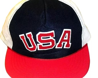 Vintage 90's Champion Olympic Team USA Basketball Snapback Hat Cap