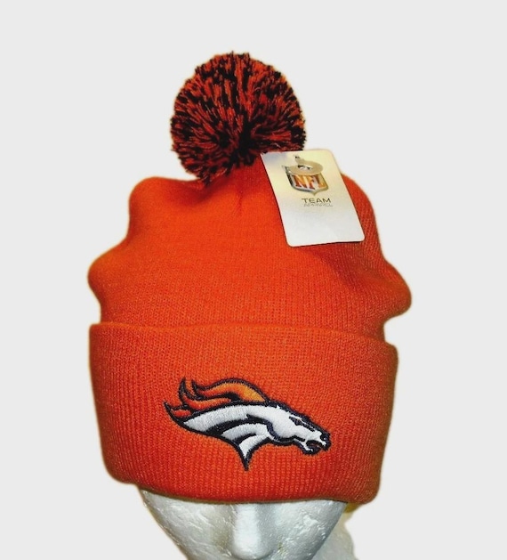 Denver Broncos Mens Adult Pom Orange Beanie Cuff Winter Hat  display picture 3