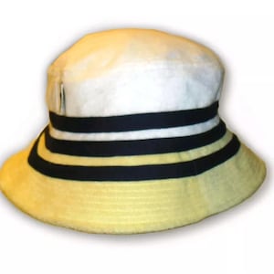 Adidas Stripes Vintage 90s Style Mens One Size Bucket Hat New White Blue Yellow