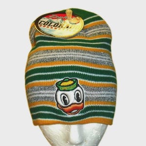 Oregon Ducks Zephyr Mens Striped Beanie Winter Hat Cap New Tags Ncaa