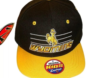 Wyoming Cowboys Kids Youth Boys Brown Yellow Zephyr Snapback hat cap New Ncaa