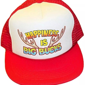 Hunting Vintage 80s 90s Mesh Trucker Snapback hat Deer Bucks Woods New