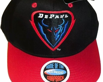 DePaul Blue Demons University Eclipse Snapback hat New Ncaa Black Red
