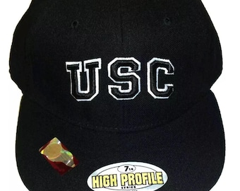 Usc Trojans Mens Top of the World Black Color Fitted hat sz. 7 1/4 New Ncaa