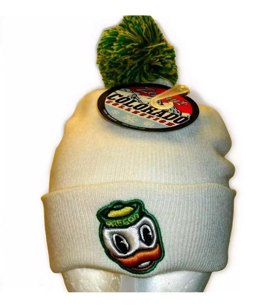 Oregon Ducks University Zephyr Mens White Pom Cuf… - image 1