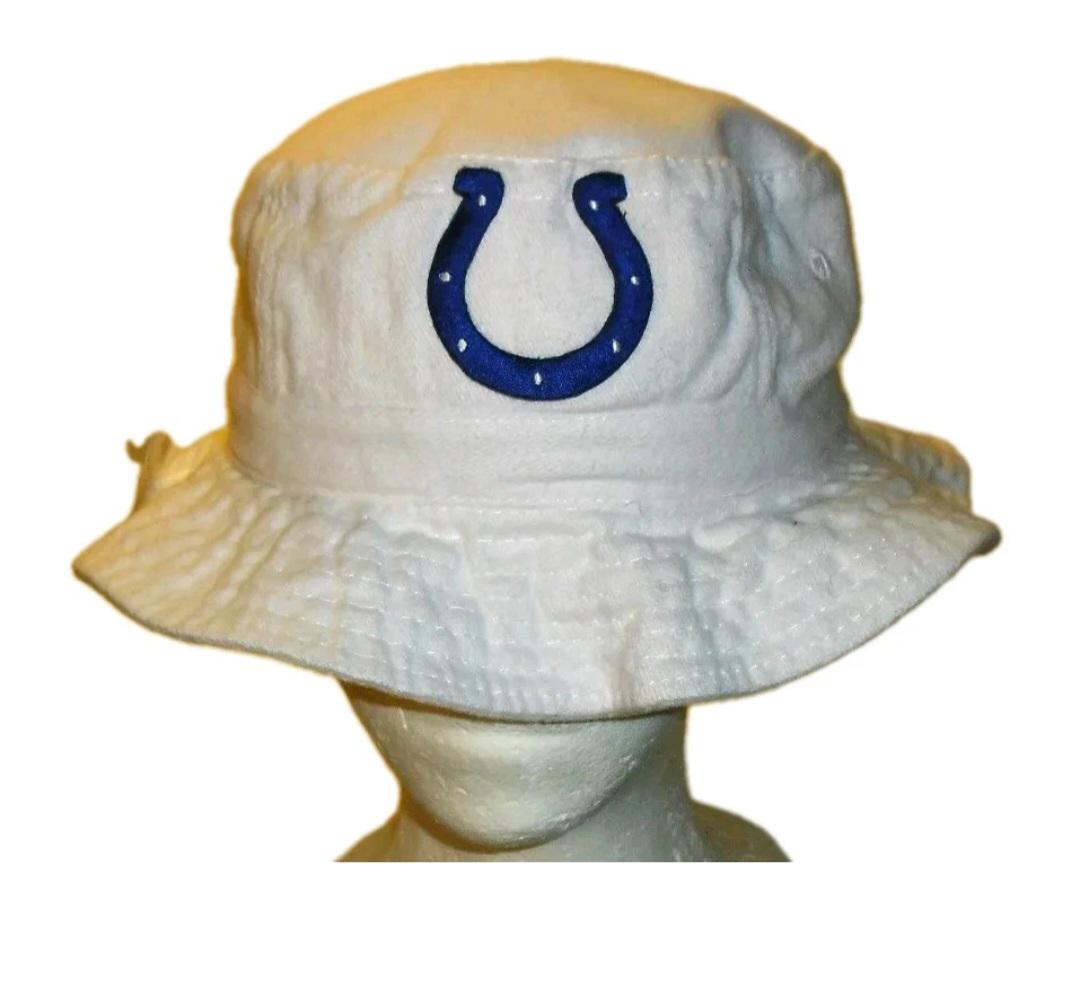 Indianapolis Colts Mens White Bucket Hat Cap Small/medium New
