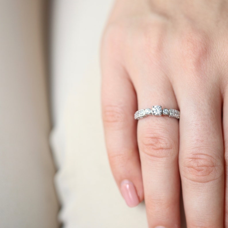 Details about / 3.25ct Round 3 stone Champagne Stone Promise Bridal Wedding Ring 14k Yellow Gold