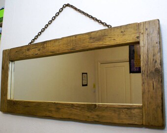 Large Rustic Mirror with Chain