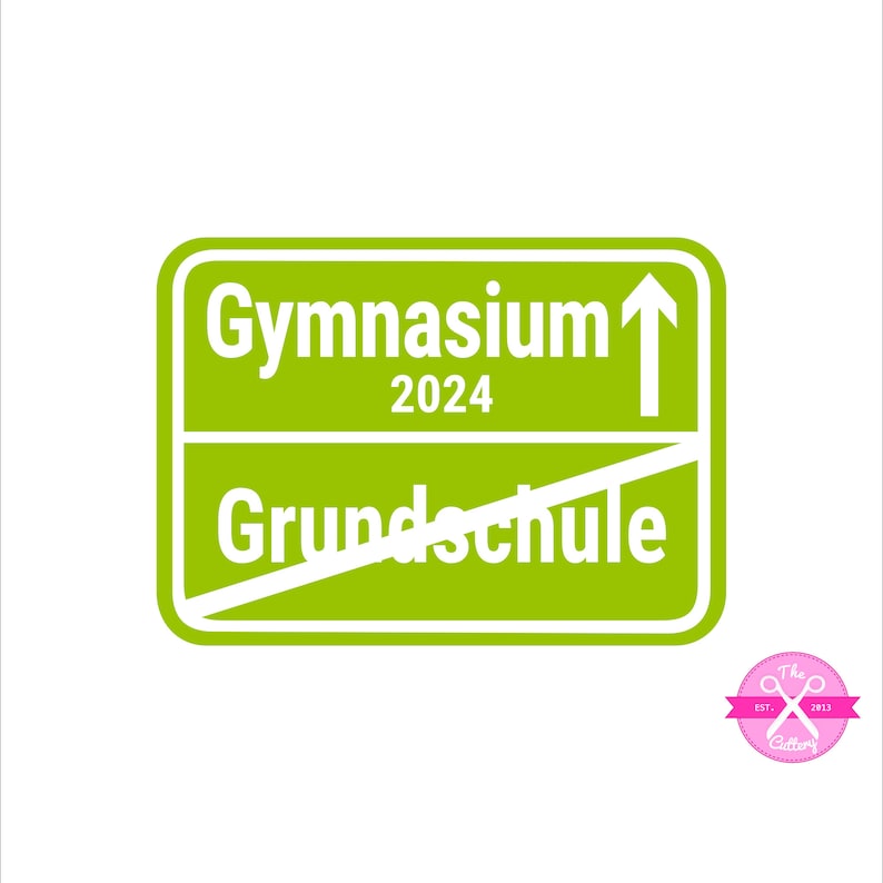 Bügelbild Grundschulabschluss Ortsschild Gymnasium 2024, Flexfolie, Bügelmotiv Aufbügler Aufnäher Applikation Schild image 3