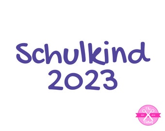 Bügelbild Schulkind einfacher Schriftzug 2023 Einschulung Flexfolie, Bügelmotiv  Aufbügler Aufnäher  Applikation