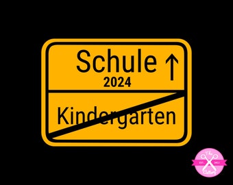 Bügelbild Schulkind Ortsschild 2024, Flexfolie Aufbügler Patch Aufnäher  Applikation