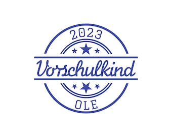 Bügelbild Vorschulkind Schreibschrift mit Wunschname 2023, Aufbügler, Patch, Vorschule