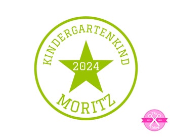 Kindergartenkind Stern mit Wunschname 2024, Aufbügler, Patch, Kita, Kindergarten